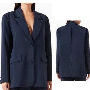 GOOD AMERICAN Longline Blazer Women S/M Luxe Suiting Boyfriend Navy002 Oversized